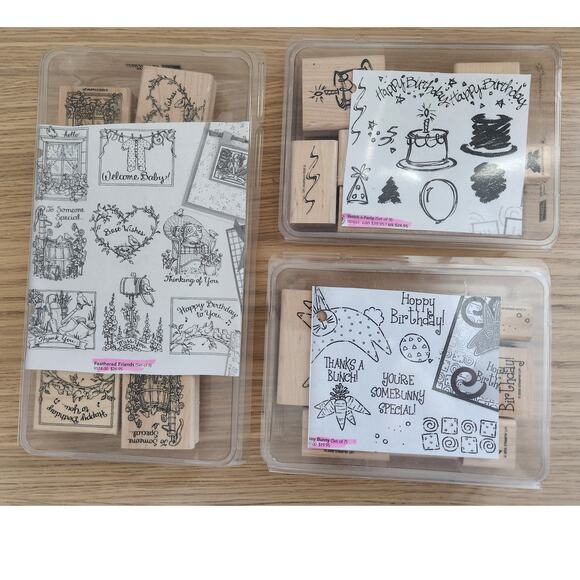 Stampin' Up! Other - Stampin Up Feathered Friends Sketch a Party Funny Bunny Birthday Baby Stamps LOT